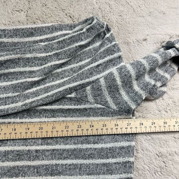Lane Bryant Off Shoulder Sweater Womens Size 22/24 Grey Stripe Knit Comfort - Picture 4 of 8